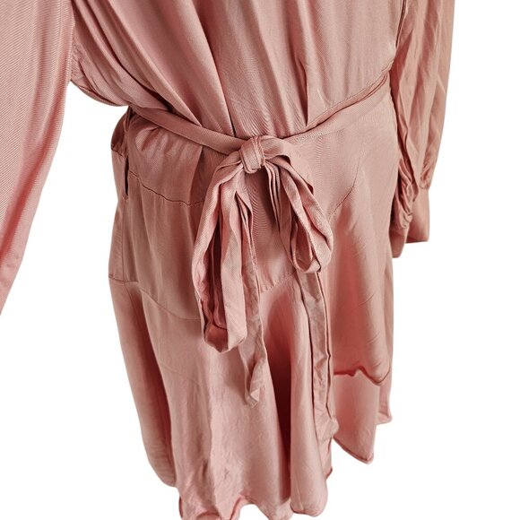 Hudson North Light Pink Ruffle Tie Waist Wrap Dress Puff Sleeve Sz XL - Picture 4 of 9